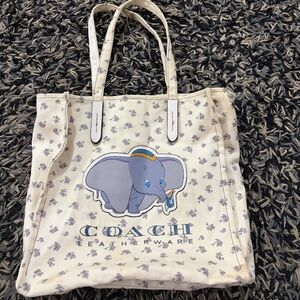 Disney x Coach Dumbo Floral Canvas Tote Bag 69250 Chalk Ivory Elephant Rose